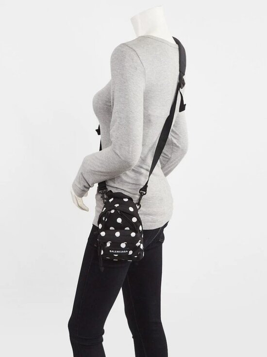 Balenciaga Black/White Spots Nylon Oversized Mini Backpack Crossbody Bag main image 5